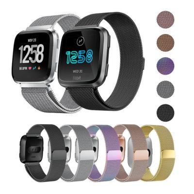 China Silicone Chungming Stainless Steel Watch Belt Replacement Metal Fasteners Design Band For Fitbit Versa 2 Magnetic Buckle Watch Band for sale