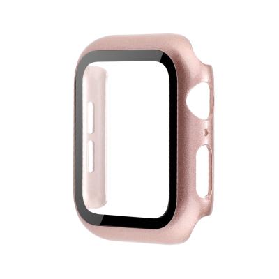 China Plastic Tempered Glass Screen Protector Case For Apple Watch 7 Se 6 5 4 3 Hard Cover Bumper Case For iWatch 38/40/41 mm 42/44mm for sale