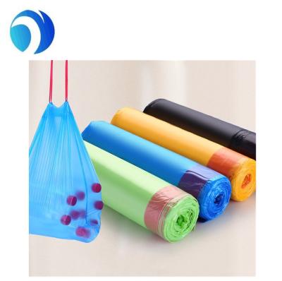 China Factory Price Disposable HDPE Pla Drawstring Bags Biodegradable Colorful Plastic Waste Garbage Bags On Roll for sale