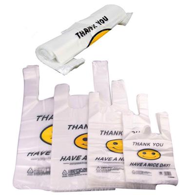 China Wholesale Biodegradable Biodegradable Plastic Bag HDPE/LDPE Supermarket Shopping T-shirt Vest Handle Striped Bag Customized Printing for sale