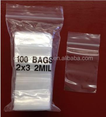 China Recyclable PLASTIC BAG 2x3 Zip Lock CLEAR Small Poly Mini 100 Resealable Bags 2mil for sale