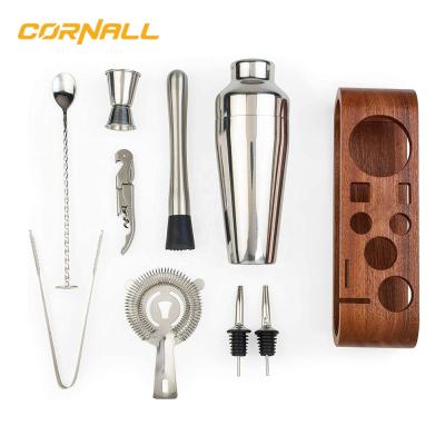 China Sustainable Custom Bar Tools Double Wall Stainless Steel Bartender Kit Insulated Cocktail Shaker /spoon/jigger/pourer/strainer set gift for B for sale