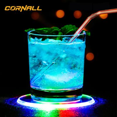 China Sustainable Touch Sensory RGB Led Bottle Drink Coaster Led Lights Cup Coaster For Drinks for sale