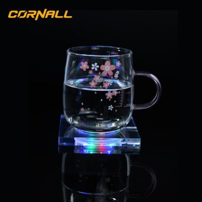 China Sustainable Inland Car Led Logo Colorful Light Water Coaster Led Cup Car Coasters Battery for sale