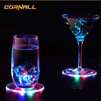 China Sustainable Led Light Coasters , Color Changing , Mini Led Luminous Coasters For Beverage Led Bottle for sale