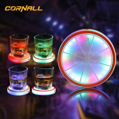 China Sustainable Usb Rechargeable Interior Led Light Colorful Logo Water Coaster Led Car Coasters For Car for sale