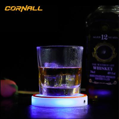 China Sustainable Glow In The Dark Beauty Light Coaster Square RGB Beer Night Light Coaster for sale