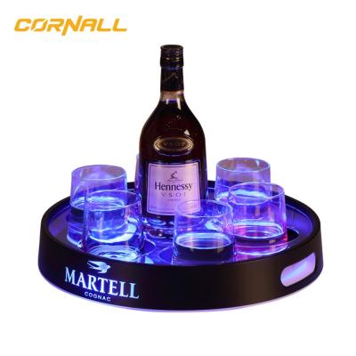 China 2021 Eco-friendly Hot Selling Rolling Tray Custom LOGO Plastic Rotating Led Refilling Beer Led Tray For Club for sale