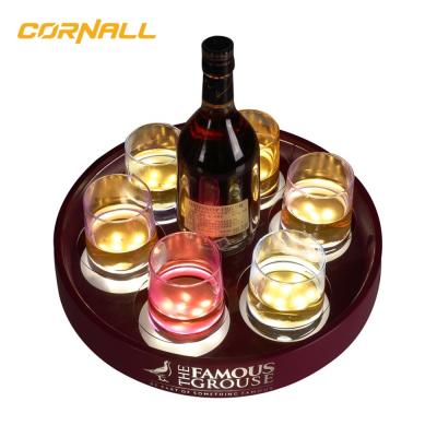 China Wholesale Custom Eco-friendly Tray LED Glowing Rolling Plastic LED Light Wine Tray For Wine Beer for sale