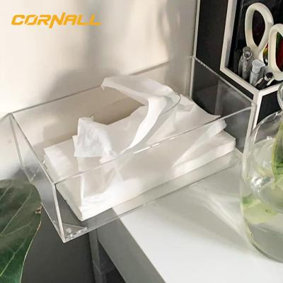 China CLASSIC Luxury Cheap Plastic Acrylic Paper Holders Towel Container Towel Container Clear Tissue Box With Cover for sale