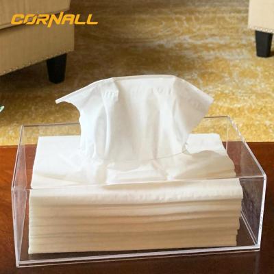 China Car CLASSIC High Quality Clear Acrylic Towel Dispenser Tissue Holder Box Tissue Storage Box Desk Organizer for sale