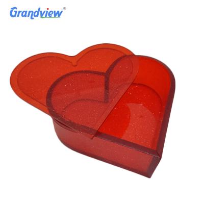 China New Materials Design Wholesale Recycled Acrylic Gift Box Valentine's Day Gift Box Heart Shape Candy Chocolate Box for sale