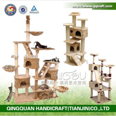 China QQPET sustainable cat treehouse cat treehouse / wholesale sisal cat house for sale