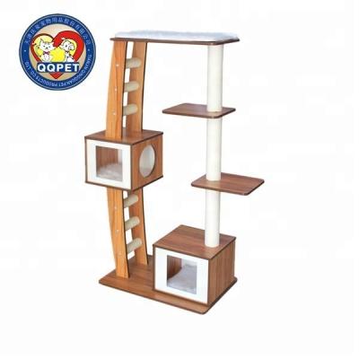 China Sustainable Sisal Cat House with Ladder Cat Tree with Cat Toys for sale