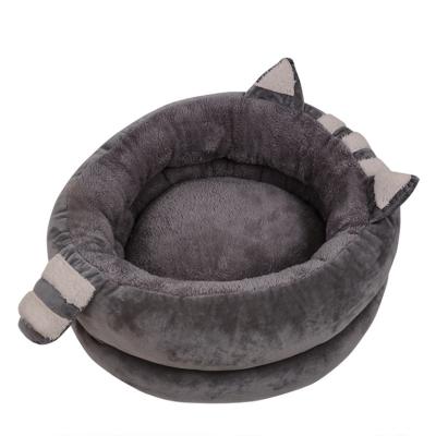 China Fashionable Paw Shape Dog Bed Round Corduroy Travel Pet Bed Material Cat Pet Bed for sale