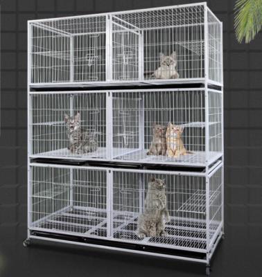 China Wholesale 3 Layer 6 Door Livestock Breeding Square-tube Steel Wire Dog Cage Liveable Cat Cage Animal Cage for sale