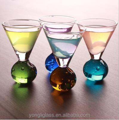 China Wholesale New Products 200ml Ball Cocktail Glass Cup Unique Blue Footed Crystal Glass Cups, Cocktails Martini Ball-footed Glass Cup for sale