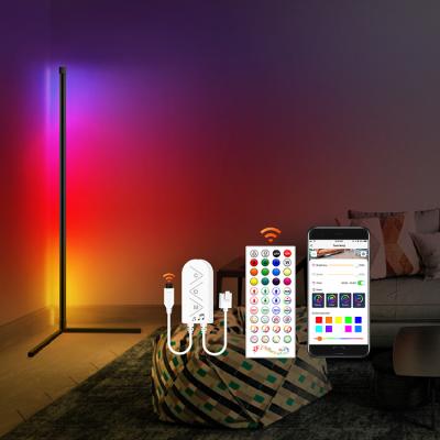 China Creative Home Decor LED Floor Lamp WIFI Dimmable Modern Corner Modern Smart Remote Control Standing Light LED Lamps for sale