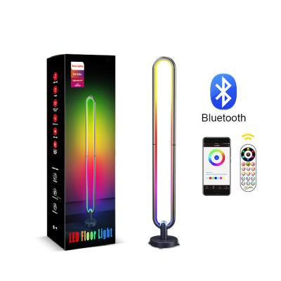 China Modern Bedroom WIFI Atmosphere Decoration LED Floor Lamp OEM Computer Room Smart Wireless Remote Control Floor Lamp RGB for sale