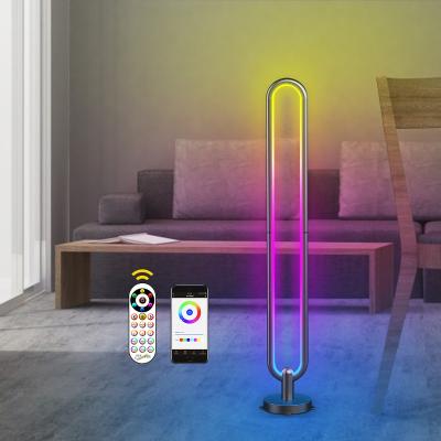 China Modern Factory Outlet Bedroom Smart Wireless WIFI Atmosphere Decorative LED Floor Lamp Computer Room Remote Control RGB Floor Lamp for sale