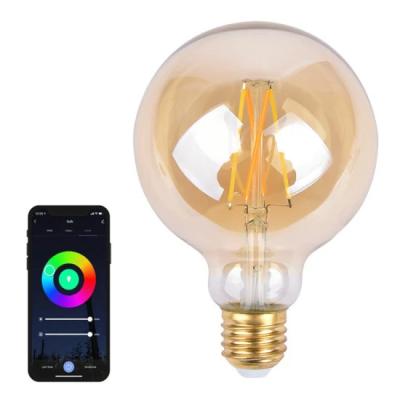 China Residential Gold Glass Cover Tuya Powered G95 LED Filament Bulb Smart Bulb WiFi Remote Control with Amazon Alexa Google Home for sale