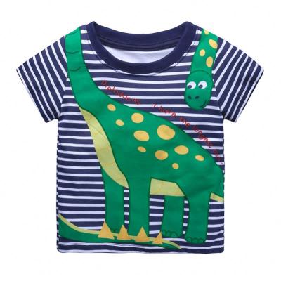 China 2021 New Design Dinosaur Print T-shirt Summer Baby Boy Wholesale Loose QUICK DRY Infant Kids Casual Clothing Tops for sale