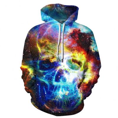 China New Arrival Anti-wrinkle Streetwear Pullover Hoodie 3D Digital Printed Skull Wholesale Long Sleeve Hoodie Oversized Hooded Sweatshirt for sale