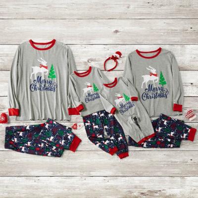 China Anti-Static T-shirt + Pants Set Merry Christmas Pajamas Family Christmas Baby Matching Clothing for sale