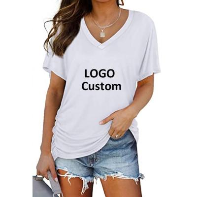 China Breathable Wholesale Loose Casual Women Short Sleeve T-shirt Custom Print White T-Shirt for sale