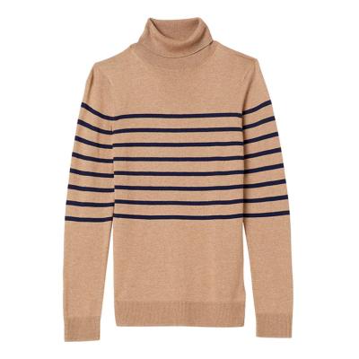 China Wholesale Women's Anti-Shrink Knitted Custom Hot Sale Women's Turtle Neck Stripes Pullover Amazon Sweaters for sale