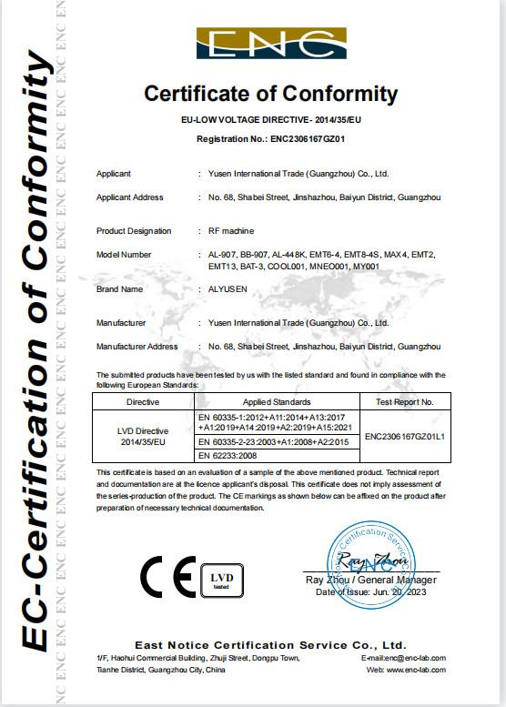 CE certificate - Guangzhou Yusen Beauty Technology Co., Ltd.