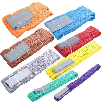 China Lifting goods color coded manufacturer price textile polyester webbing lifting sling flat belt for sale