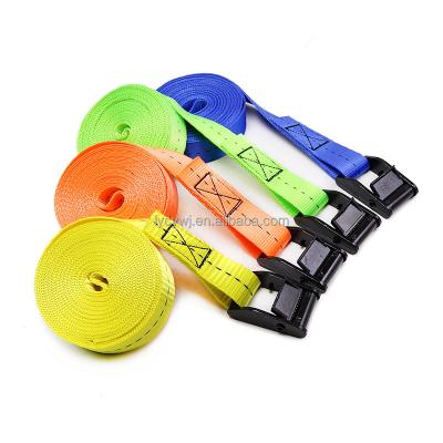 China Cargo Safety 25mm Motorcycle Link Lashing Down Coated Polyester Webbing Cam Buckle Strap for sale