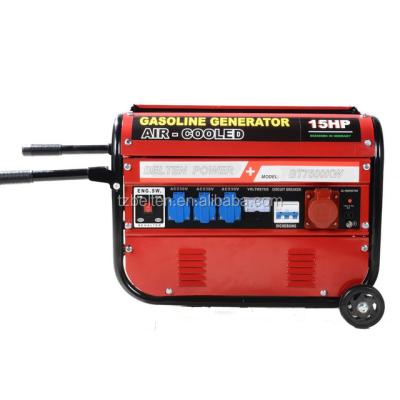 China Standby Power 2kw Poland Type 6.5HP Engine Recoil Start With Handle And Wheels 380V Gasoline 3 Phase Air Cooled Silent Generator Prices for sale