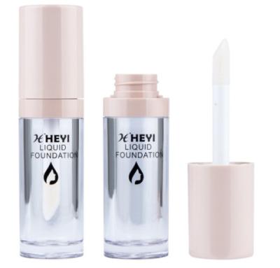 China Cosmetics Empty Round Plastic PETG Concealer Liquid Bottle With Big Brush for sale