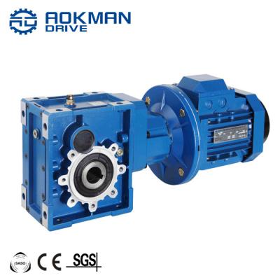 China Building Material Shops AOKMAN Hot Sale 1:10 / 1:25 Gear Motor Hypoid Gear 90 Degree Km Series Gearbox for sale