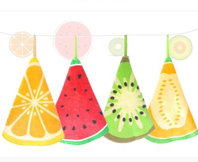 China Sustainable Fruit Printing Kitchen Towel Microfiber Hanging Towels for sale