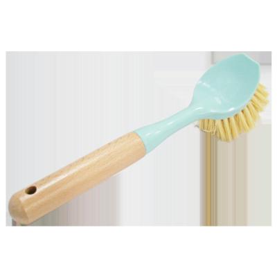 China Hand Dish Brush Bamboo Handle Natural Long Scrub Brush For Cast Iron Skillet Pan for sale