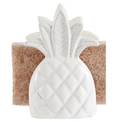 China Sustainable Ceramic Pineapple Sponge Holder For Kitchen for sale