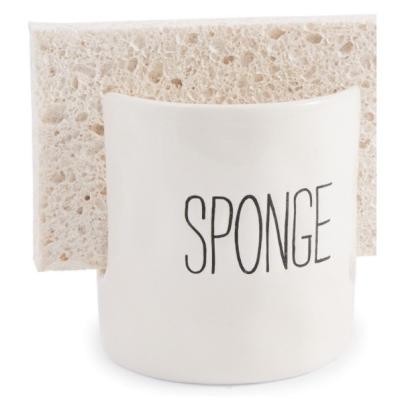 China Kitchen Sustainable New Design White Ceramic Sponge Rack With Printing Logo for sale