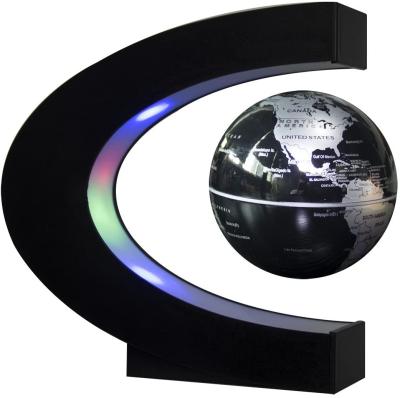 China Safe Floating Globe With LED Lights C Shape Magnetic Levitation Floating Globe World Map For Desktop Decoration for sale