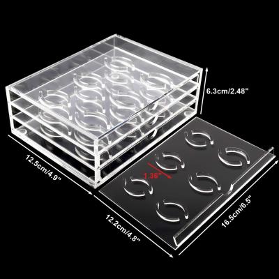 China Eyelash Extension Tool 3 Layers Acrylic False Eyelash Case Display Box Organizer for 18 Pairs Eyelash Transparent Storage Box for sale