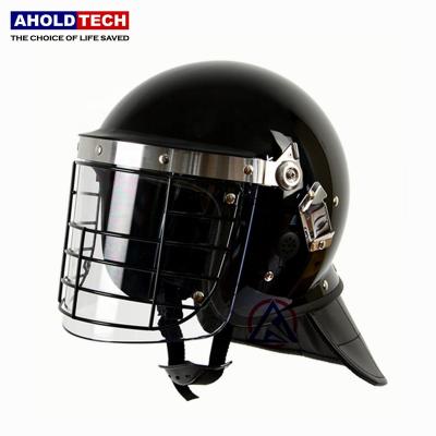 China Used By Police Aholdtech LM01-1 Visor Full Face ABS Police Anti Riot Flat Helmet With Metal Net Wire for sale