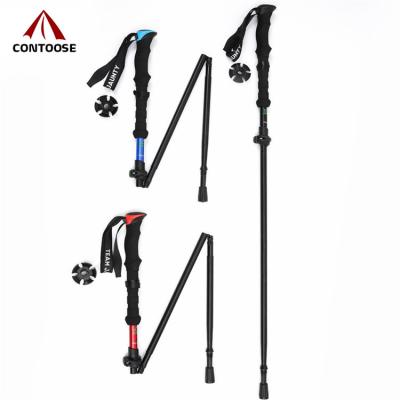 China Ultralight EVA Aluminum Carbon Fiber Folding Trekking Pole for sale