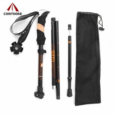 China Camping 4ection ultra light and wear-resistant external quick lock walking 7075 trekking aluminum foldable poles for sale