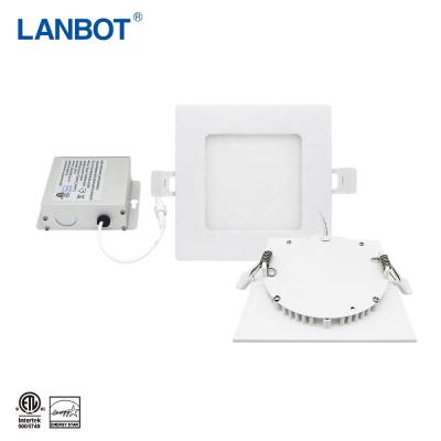 China Economical Lanbot Design ETL Minimalist 4 Inch 6 Inch Round Slim Recessed Flat LED Panel Light With Junction Box for sale