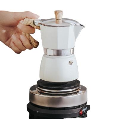 China WITH LID in Stock Espresso Maker, Moka Pot Made of Stainless Steel for Fashionable Coffee 3 Pot for sale