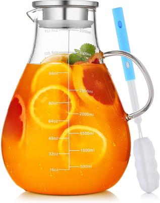 China High Borosilicate Viable Glass Pitcher Water Pitcher Glass Jug 3200Ml for sale