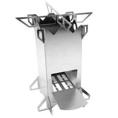 China Adjustable Height Wholesale Stainless Steel Rocket Stove Outdoor Foldable Wood Stove Picnic Stove for sale