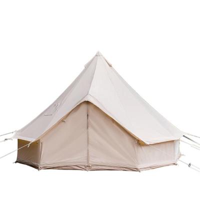 China Water Proof New Arrival Waterproof Oxford Fabric Large Family Camp Beige Color Bell Tent Hunting Wall Tent with Roof Stove Hole for sale